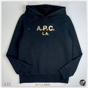 A.P.C. L.A. HOODIE IN BLACK & GOLD 2017 CAPSULE LOS ANGELES WOMEN SIZE SMALL NEW